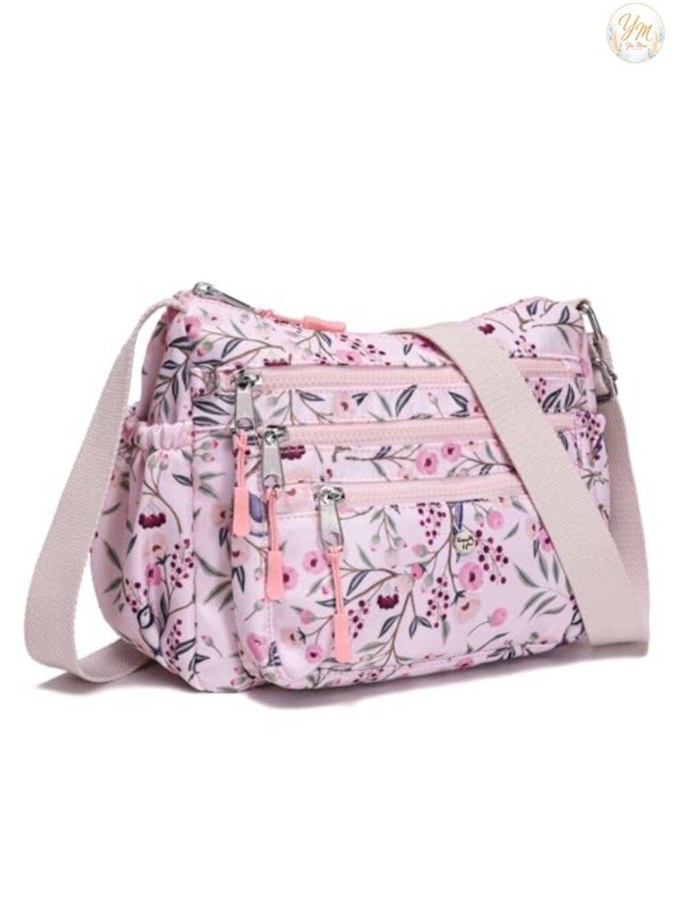 Nylon Multi Pocket Crossbody Bag Adjustable Strap Shoulder Purse